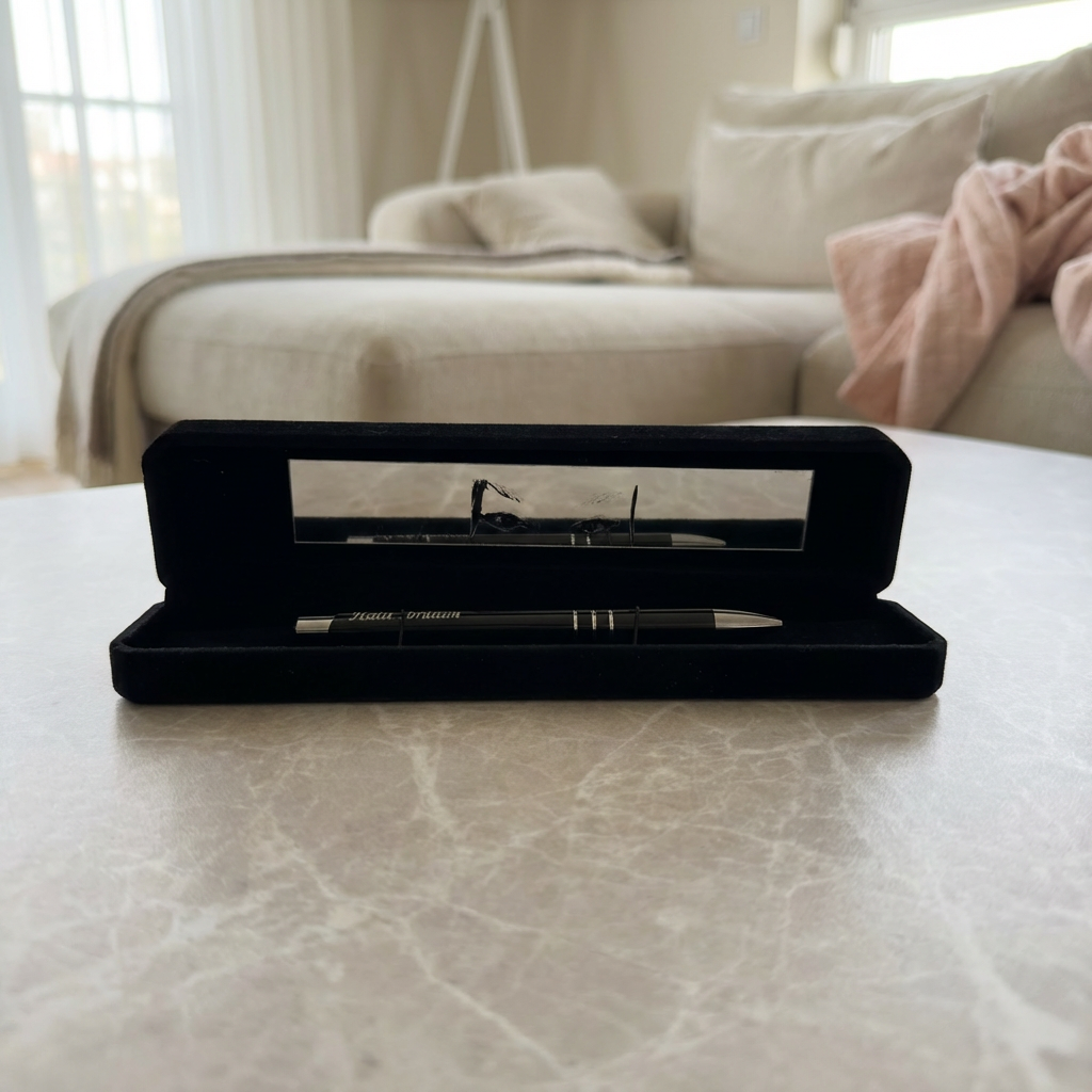 Premium Stift in Box Augenmotiv