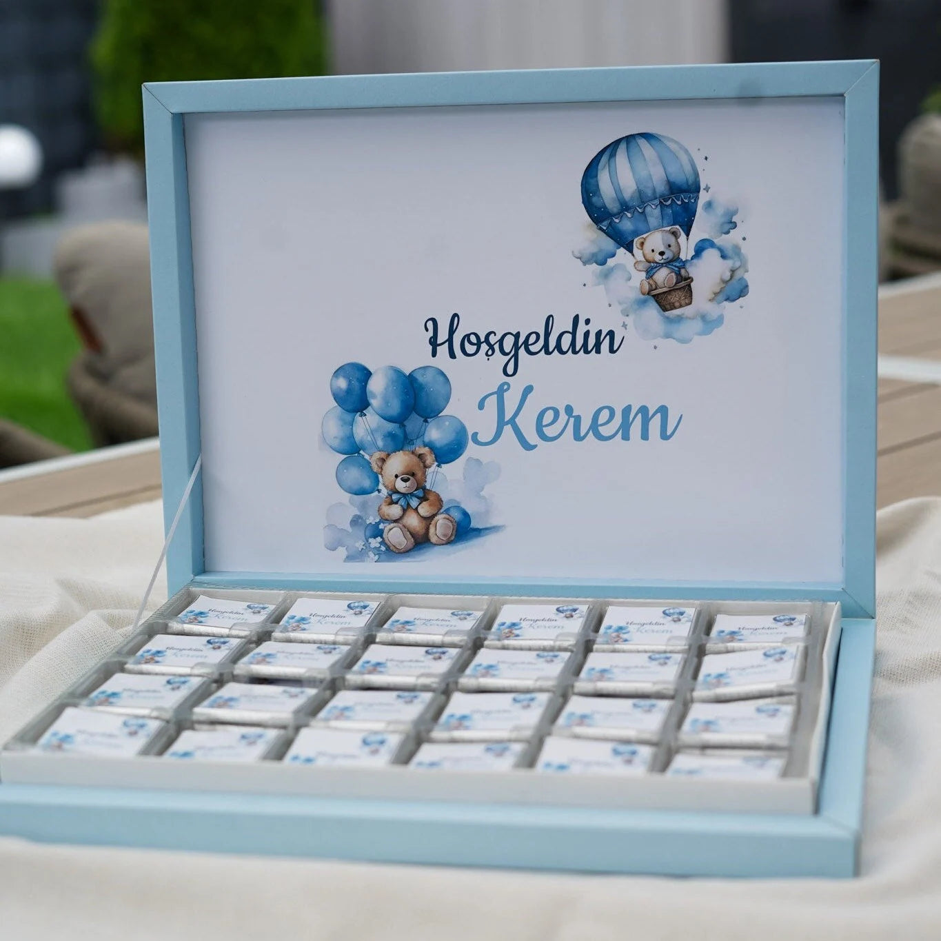 Schokobox Teddy Blau (Junge)